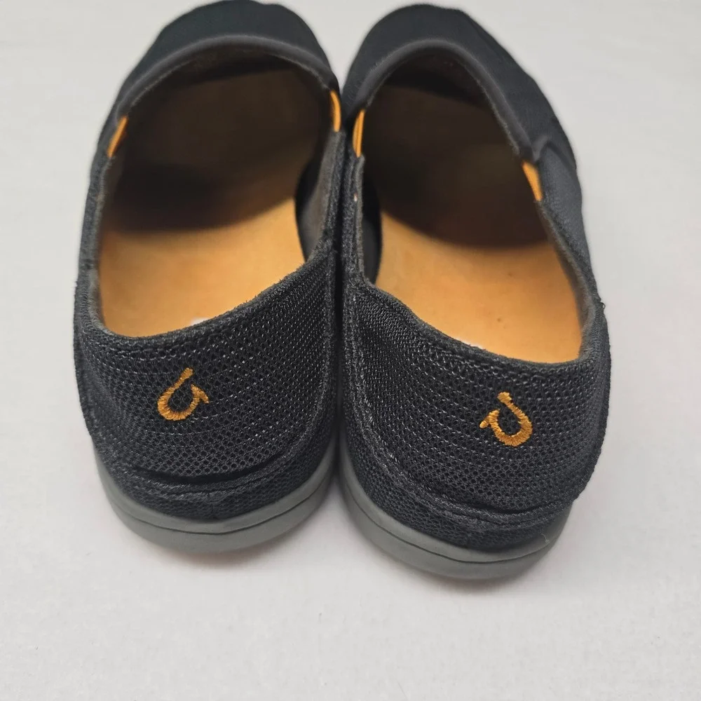 OluKai Nohea Mesh Mens Slip On Shoes Black Grey Loafers Size‎ 8 Fishing Outdoor